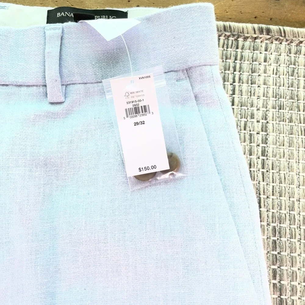 Banana Republic Mens Blue Linen Cotton Tailored Fit Pants 29x32 531915-00-1 NWT